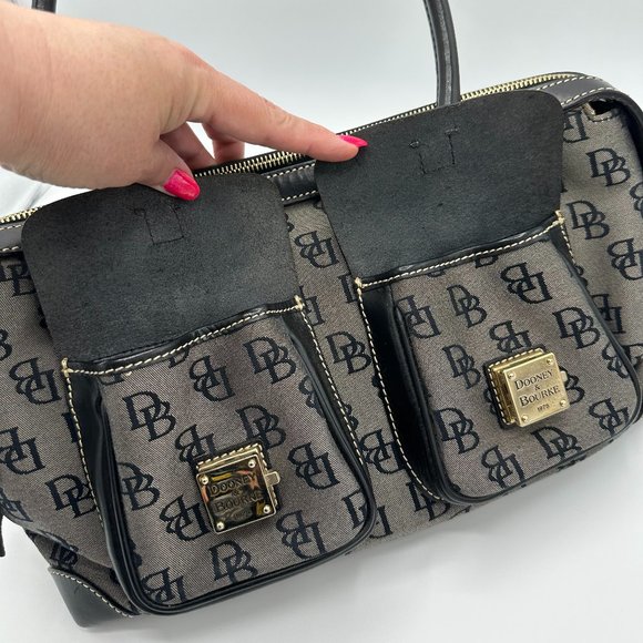 Vintage DOONEY & BOURKE Shadow Canvas Anniversary Bag Shoulder Lock 1990 - Picture 11 of 15